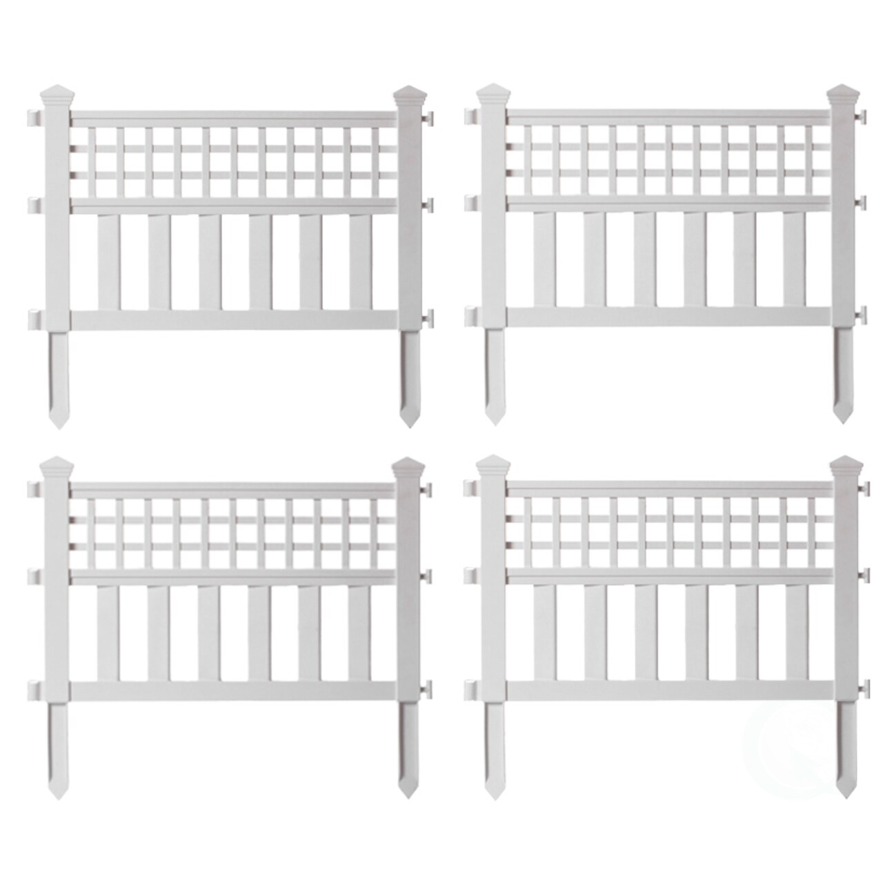 Plastic Outdoor Decor Garden Flower Edger Fence, Border, Set of 4 Panels, White